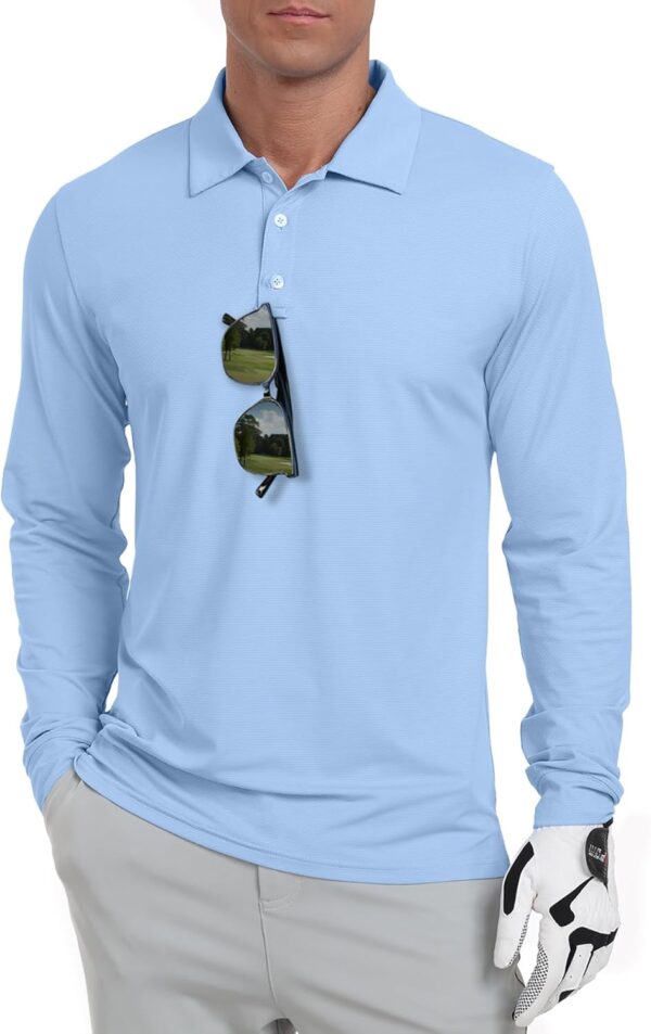 men Golf Polo Shirts Long Sve UPF 50+ Performance Collar Shirts Lightweight Summer Casual Quick Dry Tee