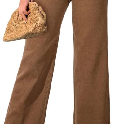 Women's Wide Leg Jeans High Waisted Stretchy Jeans Straight Leg  Ankle Denim Pants with Slant Pockets
