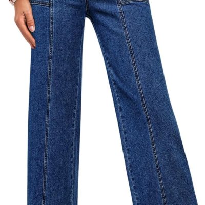 Astylish Womens High Waisted Wide Leg Jeans Cropped Straight Leg Denim Pants