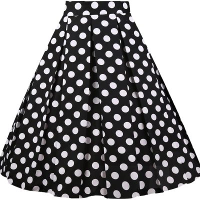 Women's Pleated Vintage Skirt Floral Print A-line Midi Skirts with Pockets